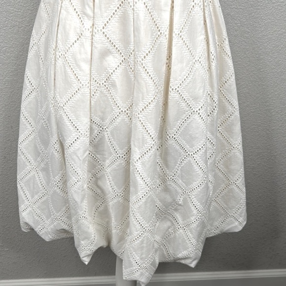 Trina Turk Cream Eyelet Sleeveless Fit & Flare Midi Summer Dress Size Medium - Picture 3 of 6